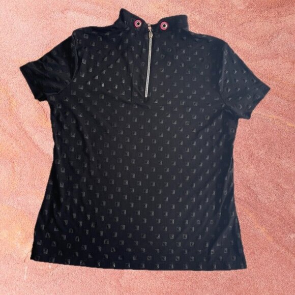 jamie sadock Tops - Jamie Sadock Women's Tshirt Black Tee Mock neck Shirt Short Sleeves Top Size M